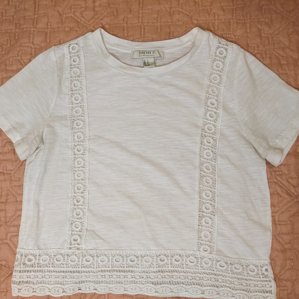 Forever 21 Crotchet White Shirt